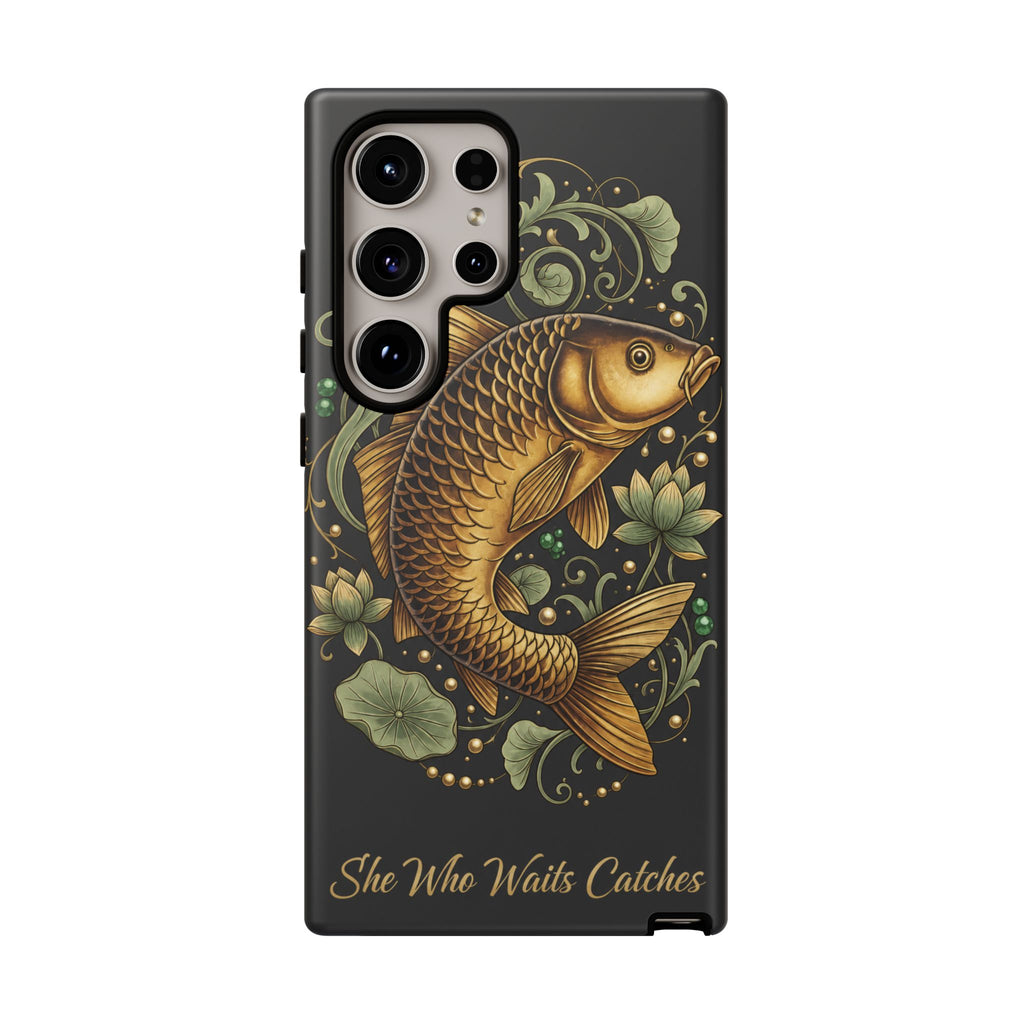 Phone Case — Carp Fish 'She Who Waits Catches' Protective Hard Cover