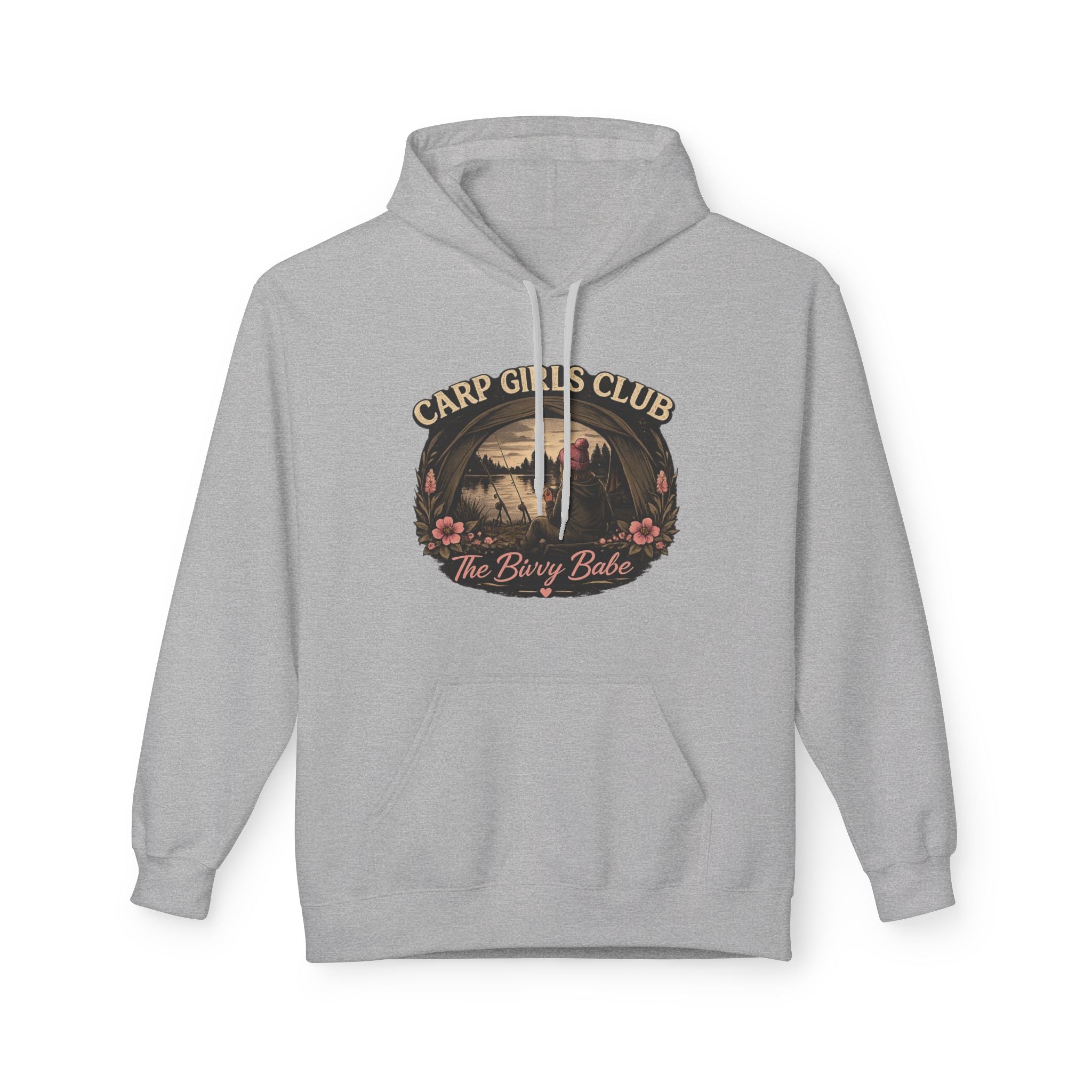 Carp Girls Club Hoodie — "The Bivvy Babe" Fishing Graphic Hoodie