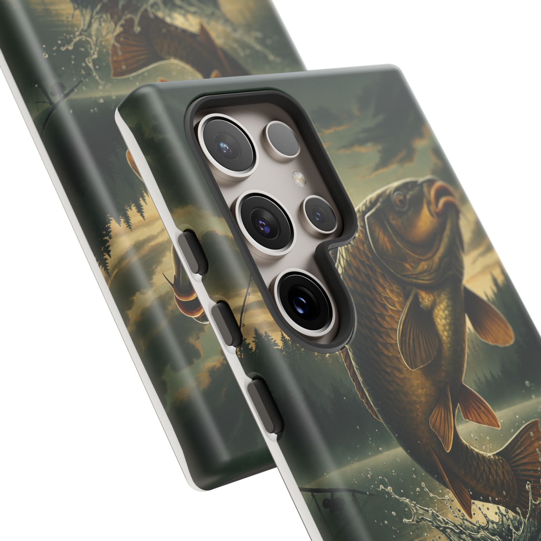 Phone Case - "Bankside Since Birth" Fishing Design (Carp Jumping, Angler Gift)