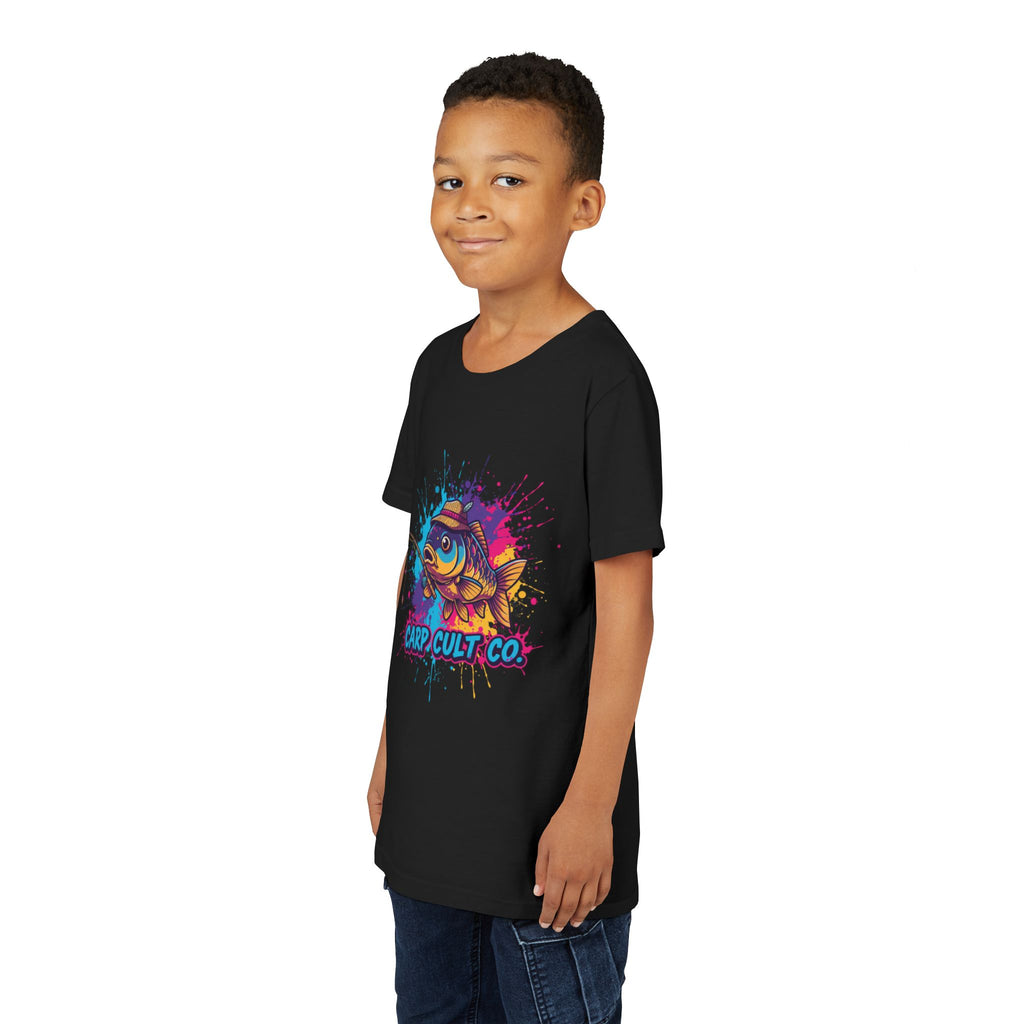 Kids Tee — Colorful 'Carp Cult Co.' Splash Art Carp Graphic Kids T-Shirt