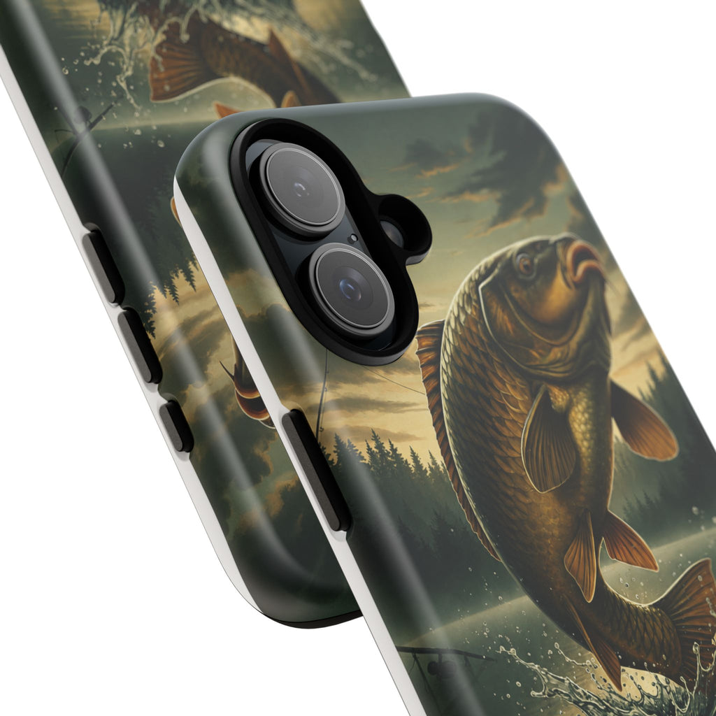 Phone Case - "Bankside Since Birth" Fishing Design (Carp Jumping, Angler Gift)