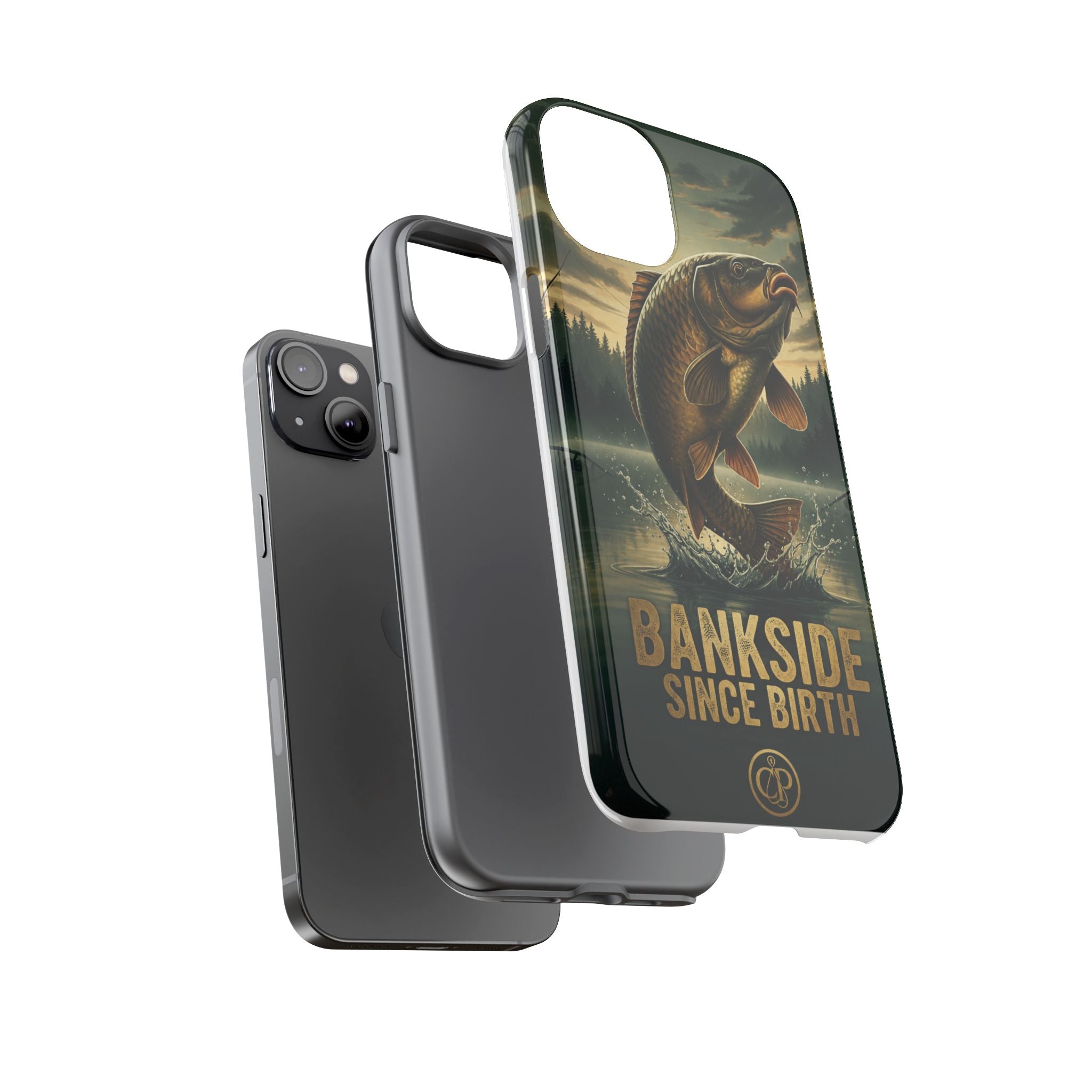 Phone Case - "Bankside Since Birth" Fishing Design (Carp Jumping, Angler Gift)