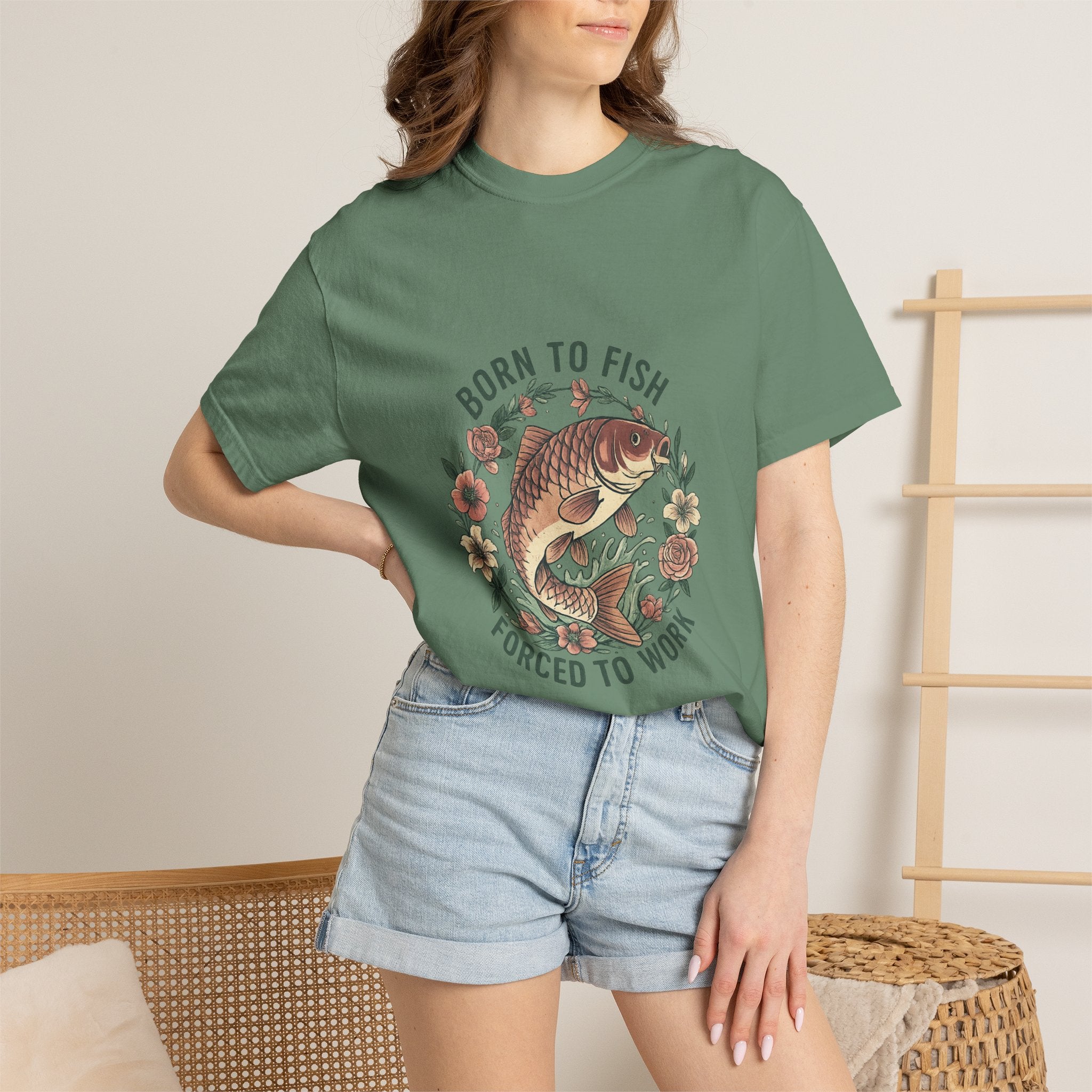 Born to Fish T-Shirt — 'Born to Fish, Forced to Work' Vintage Fishing Tee