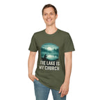 Fishing T-Shirt — “The Lake Is My Church” Scenic Fishing Shirt