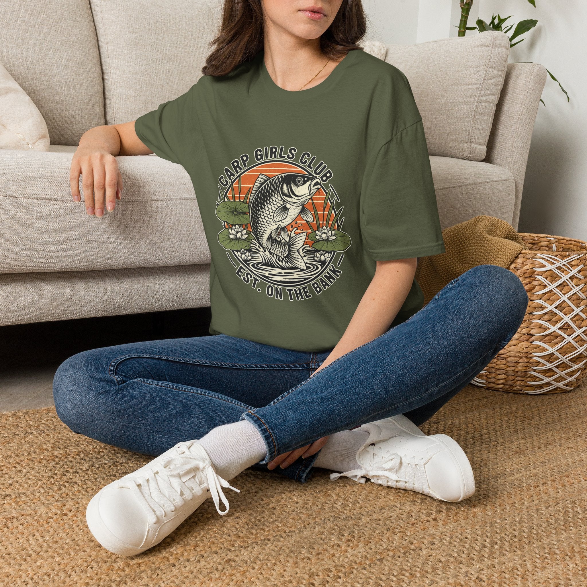 Carp Girls Club T-Shirt — 'Est. On The Bank' Fishing Graphic Tee