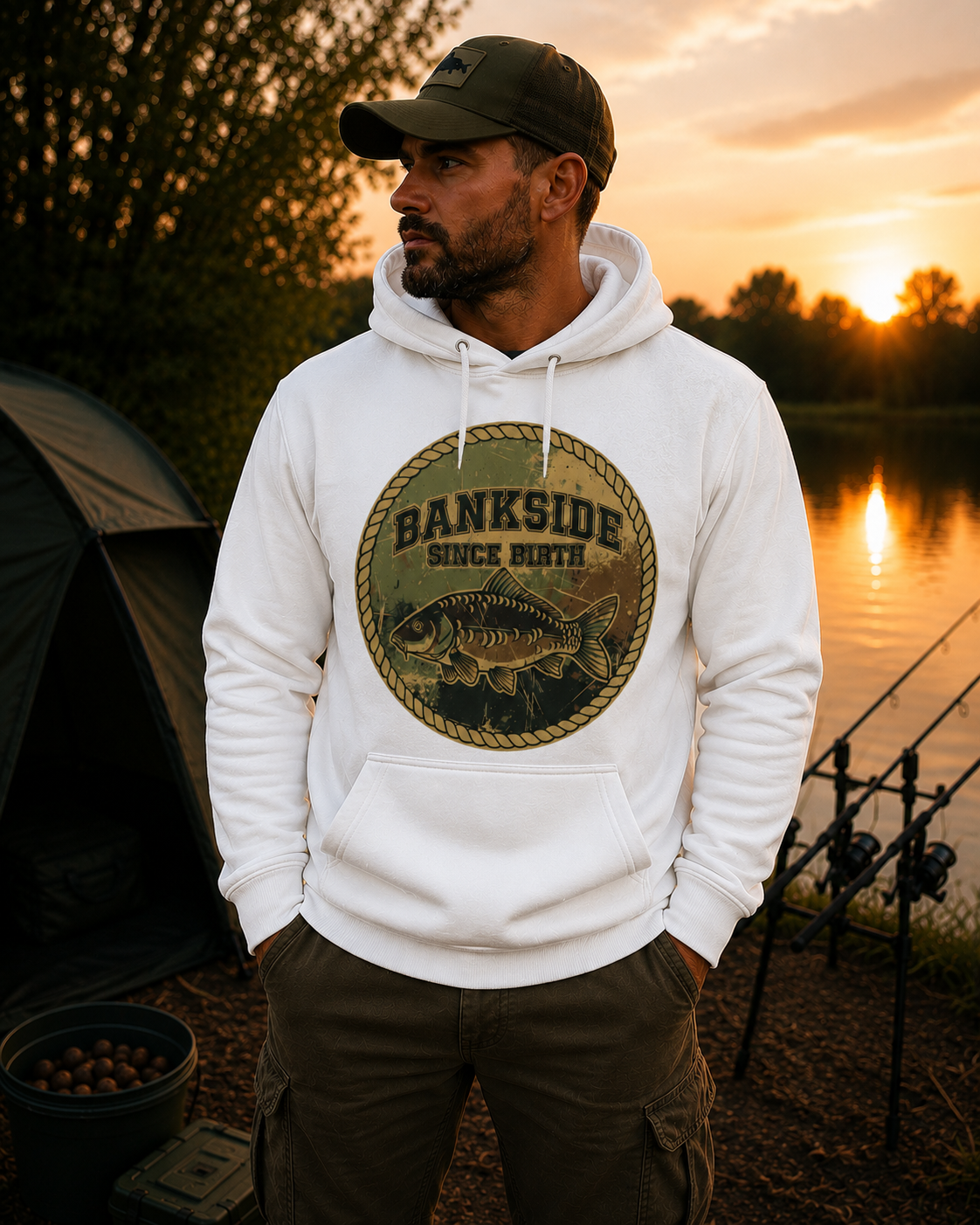 Carp Cult Co. 'Bankside Since Birth' Hoodie — Carp Fishing Graphic Sweatshirt