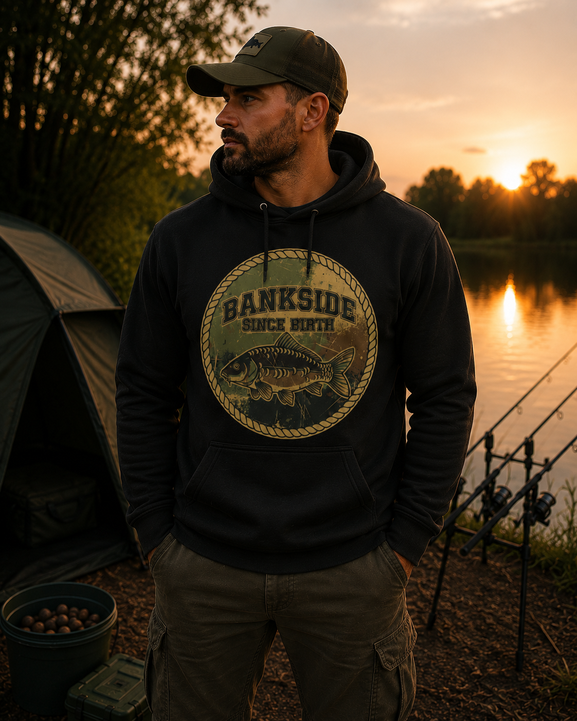 Carp Cult Co. 'Bankside Since Birth' Hoodie — Carp Fishing Graphic Sweatshirt