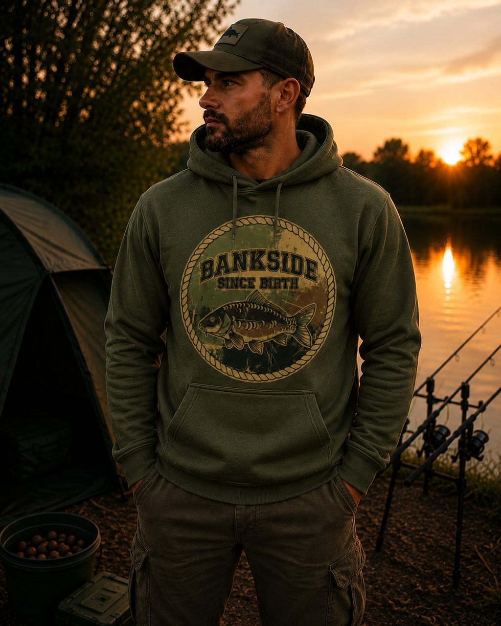 Carp Cult Co. 'Bankside Since Birth' Hoodie — Carp Fishing Graphic Sweatshirt