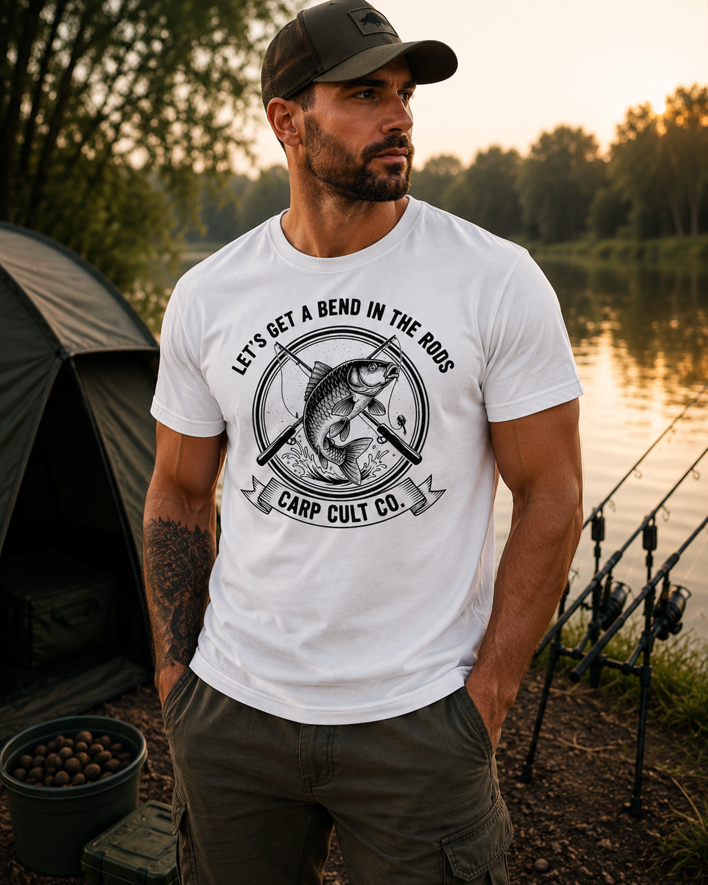 Carp Cult Co. 'Let's Get A Bend In The Rods' T-Shirt — Carp Fishing Graphic Tee