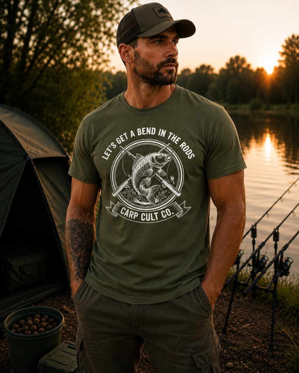 Carp Cult Co. 'Let's Get A Bend In The Rods' T-Shirt — Carp Fishing Graphic Tee