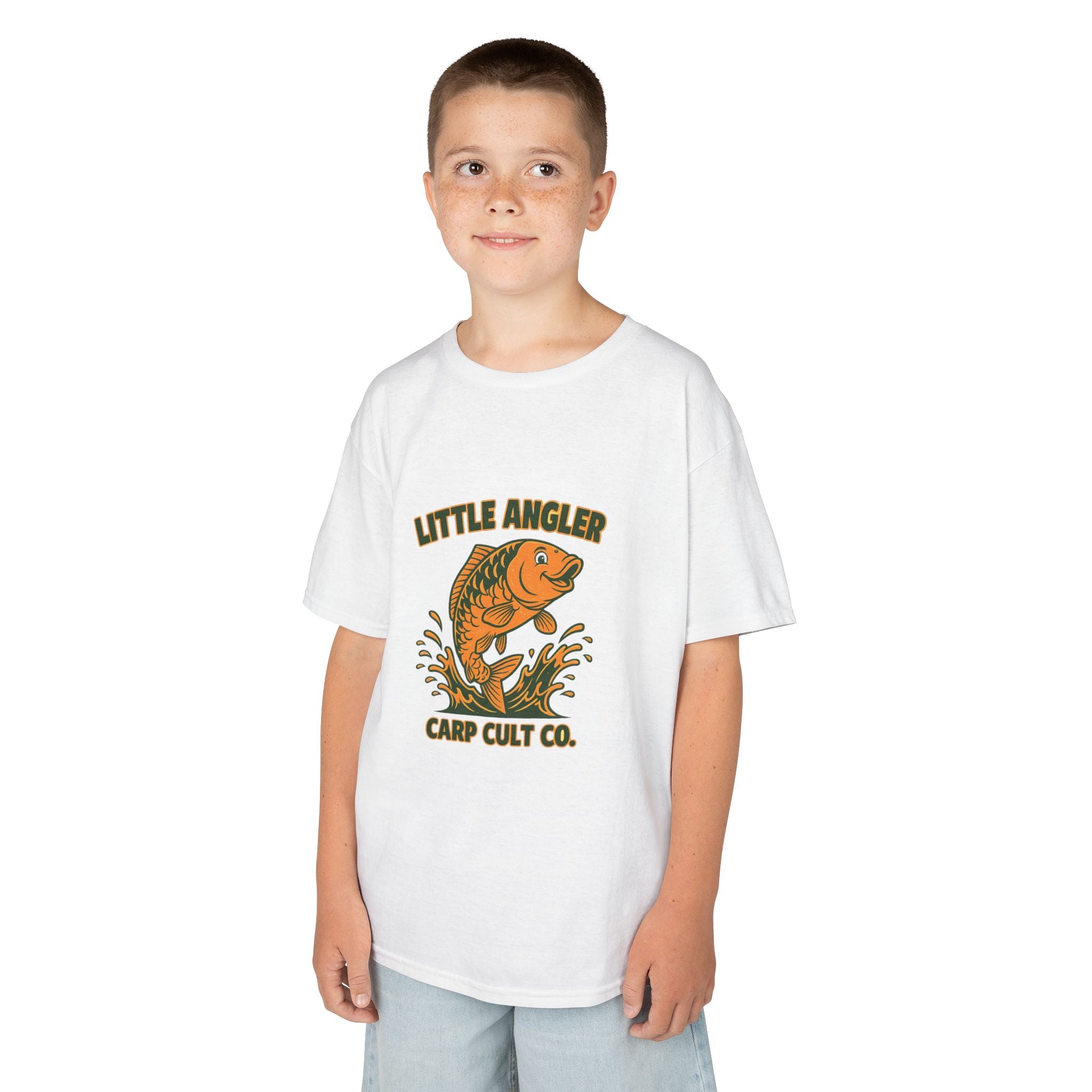 Kids Fishing Tee — "Little Angler" Carp Cult Co. Graphic