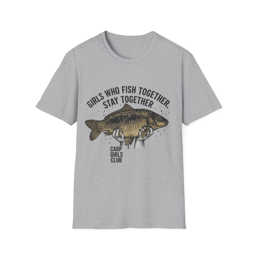 Fishing T-Shirt — "Girls Who Fish Together Stay Together" Carp Club Tee