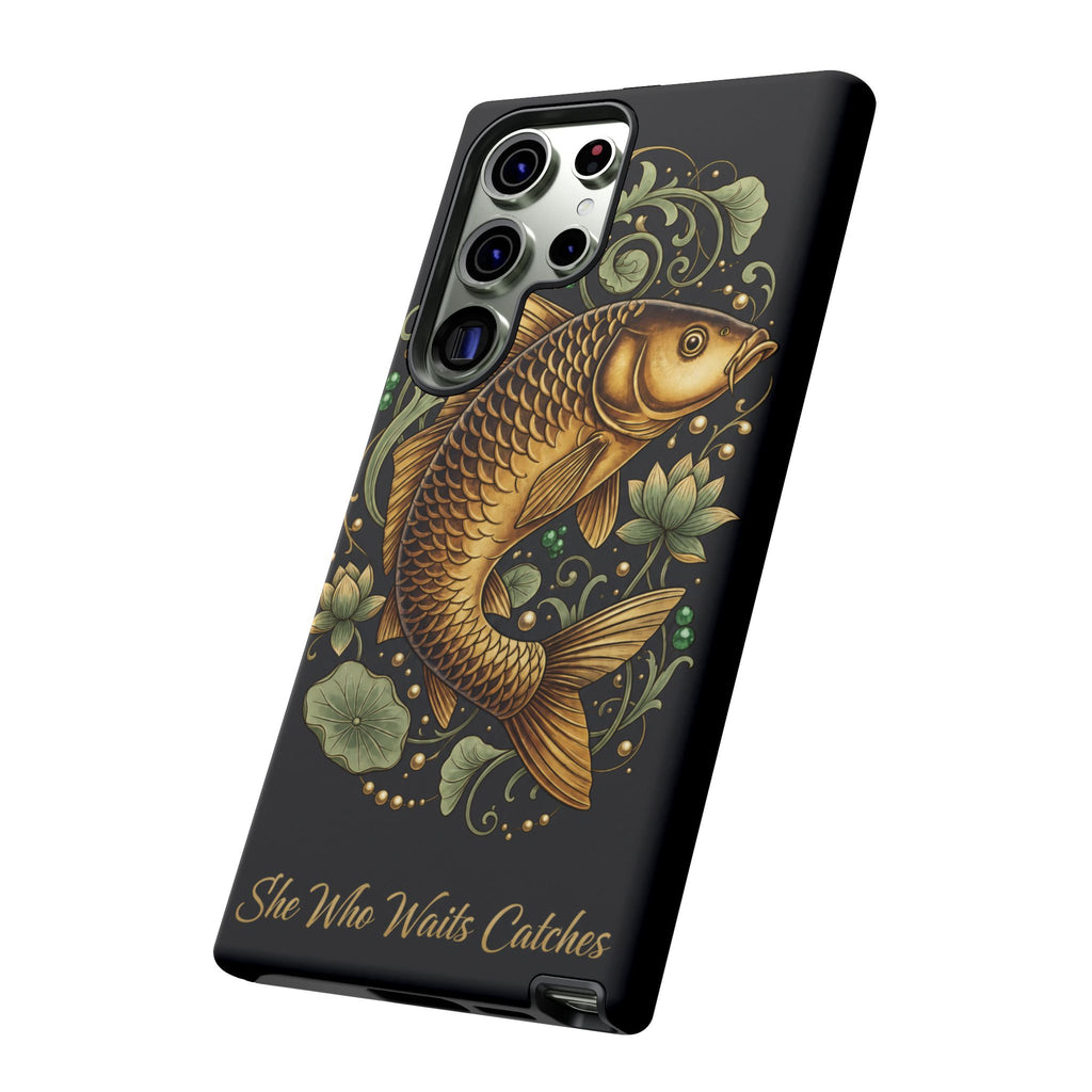 Phone Case — Carp Fish 'She Who Waits Catches' Protective Hard Cover