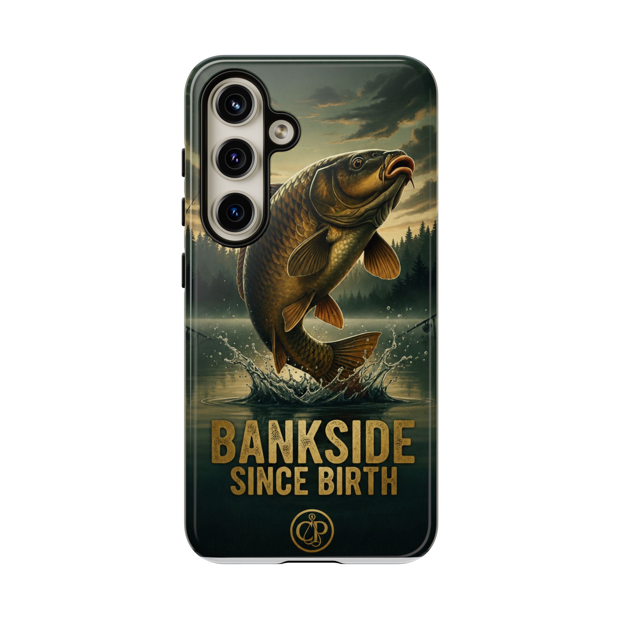 Phone Case - "Bankside Since Birth" Fishing Design (Carp Jumping, Angler Gift)