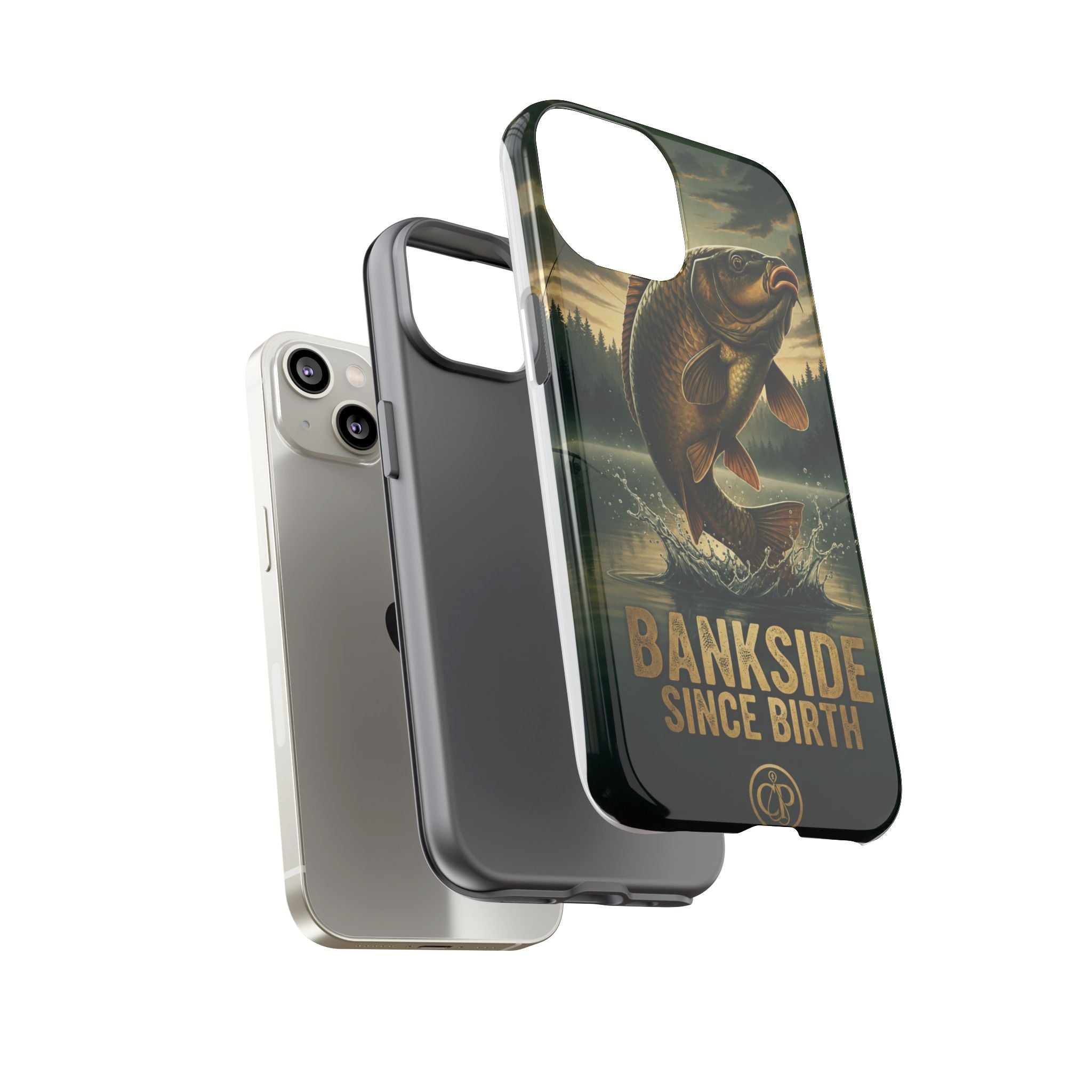 Phone Case - "Bankside Since Birth" Fishing Design (Carp Jumping, Angler Gift)