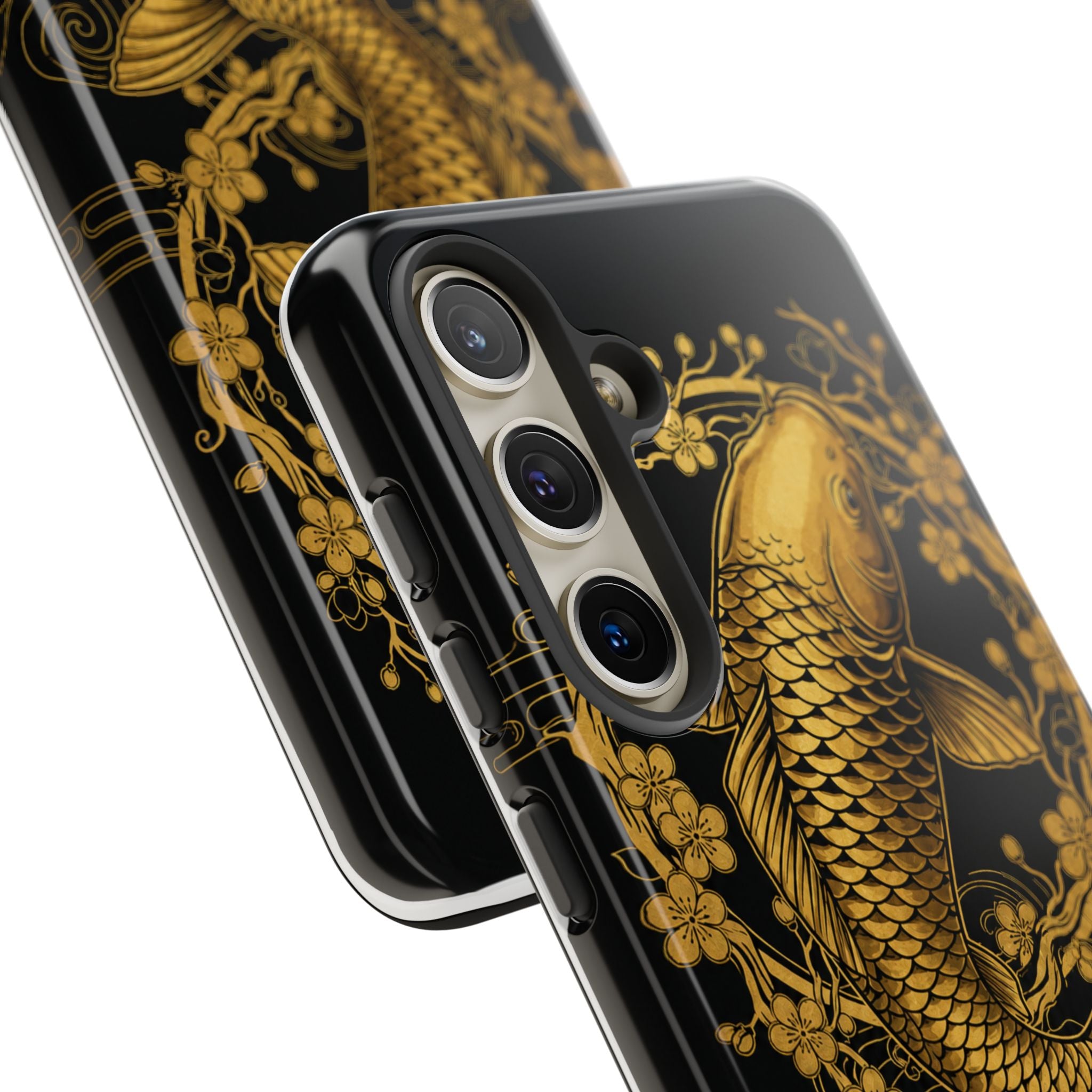 Phone Case — Gold Carp Design with “Happiness Is A Screaming Alarm”