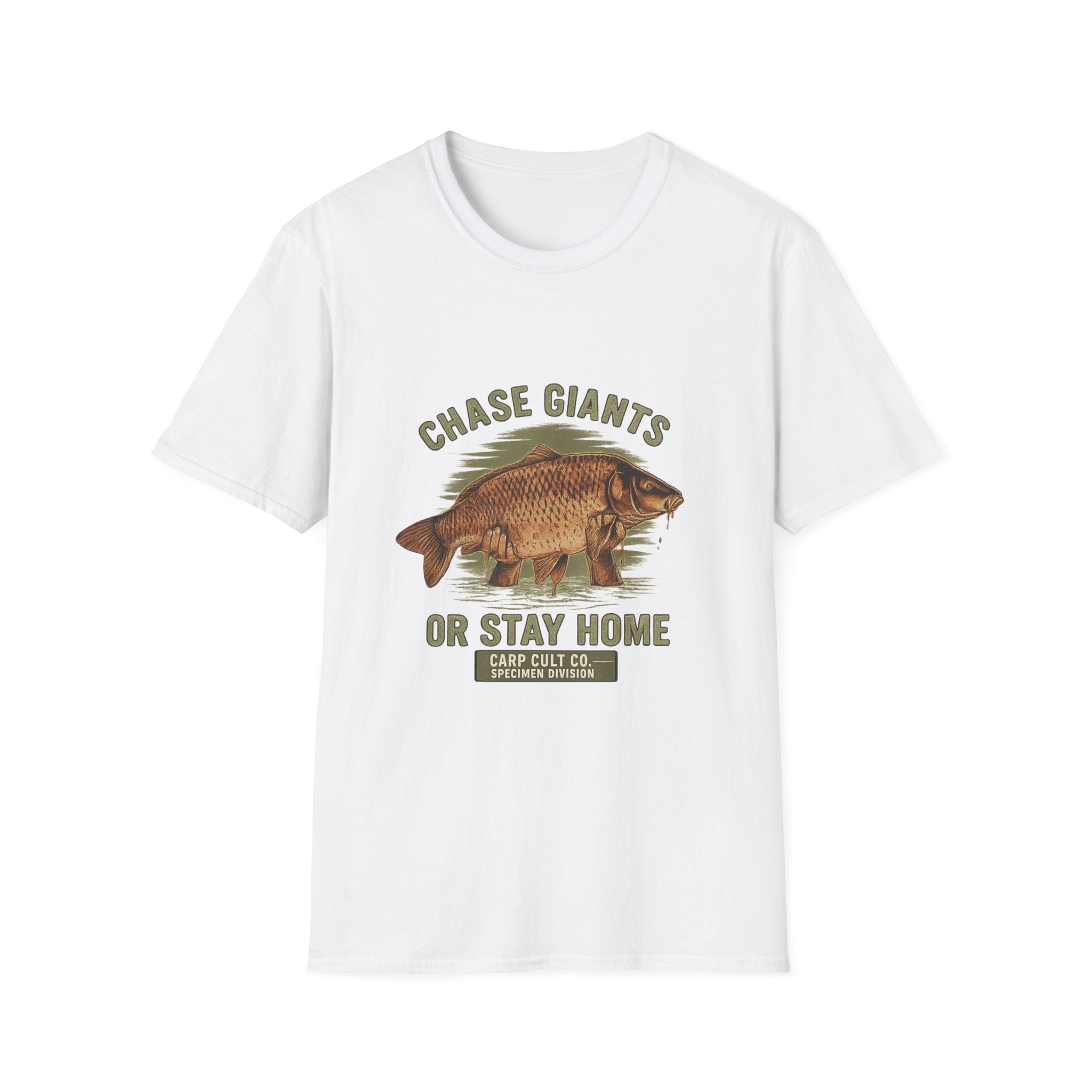 Fishing T-Shirt — “Chase Giants or Stay Home” Vintage Carp Graphic Tee