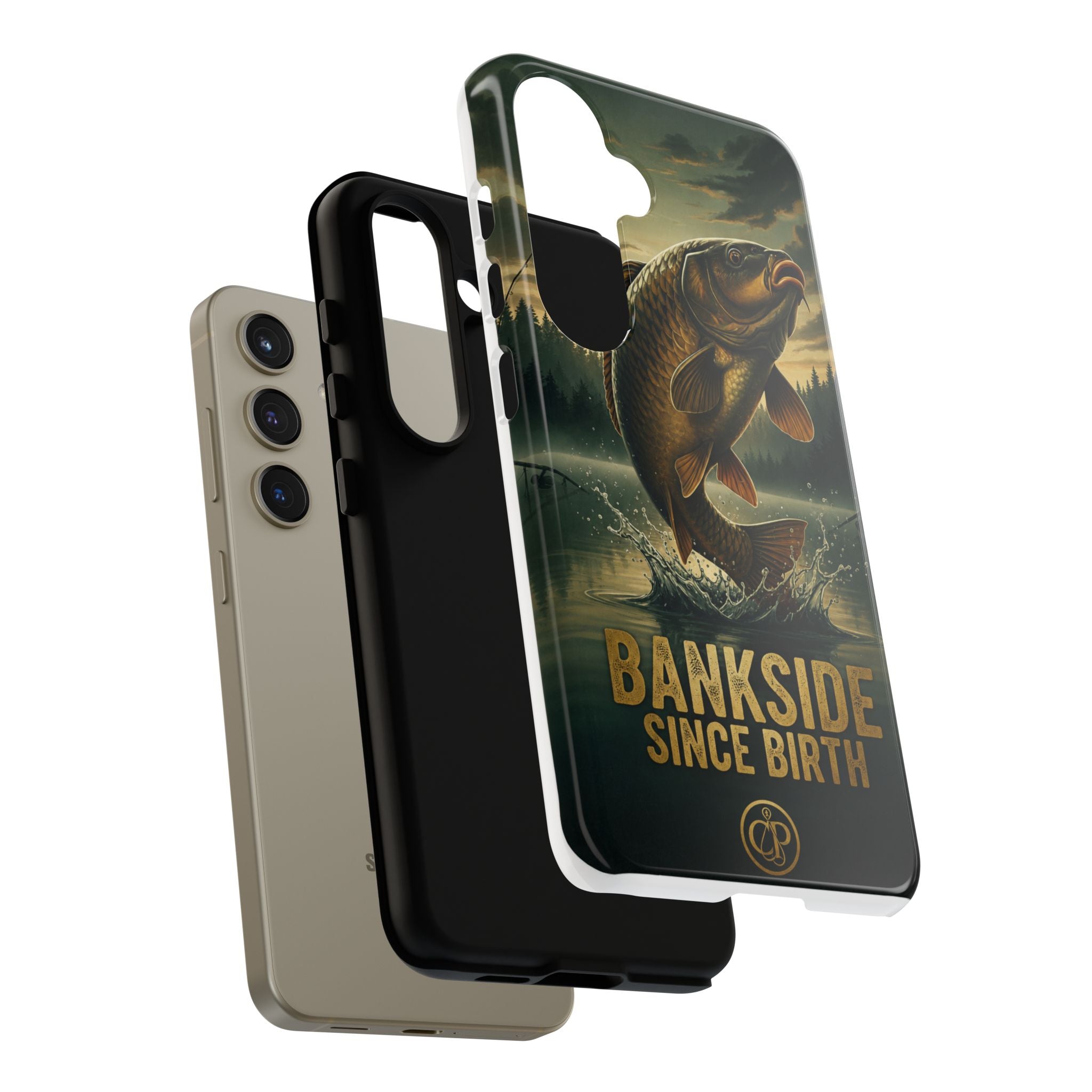 Phone Case - "Bankside Since Birth" Fishing Design (Carp Jumping, Angler Gift)