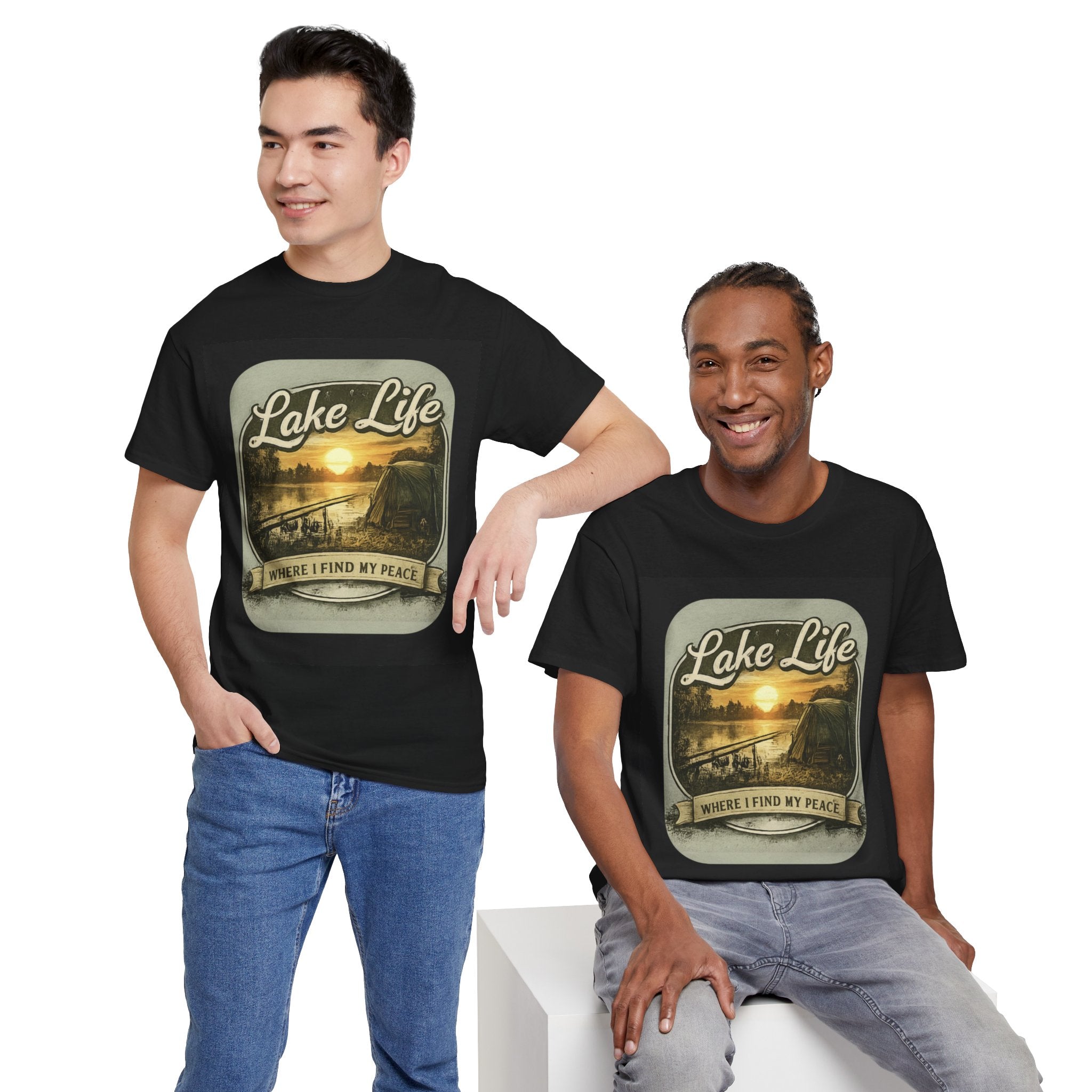 Lake Life T-Shirt – "Where I Find My Peace" Vintage Sunset Tee