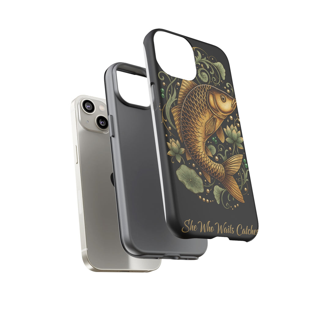 Phone Case — Carp Fish 'She Who Waits Catches' Protective Hard Cover