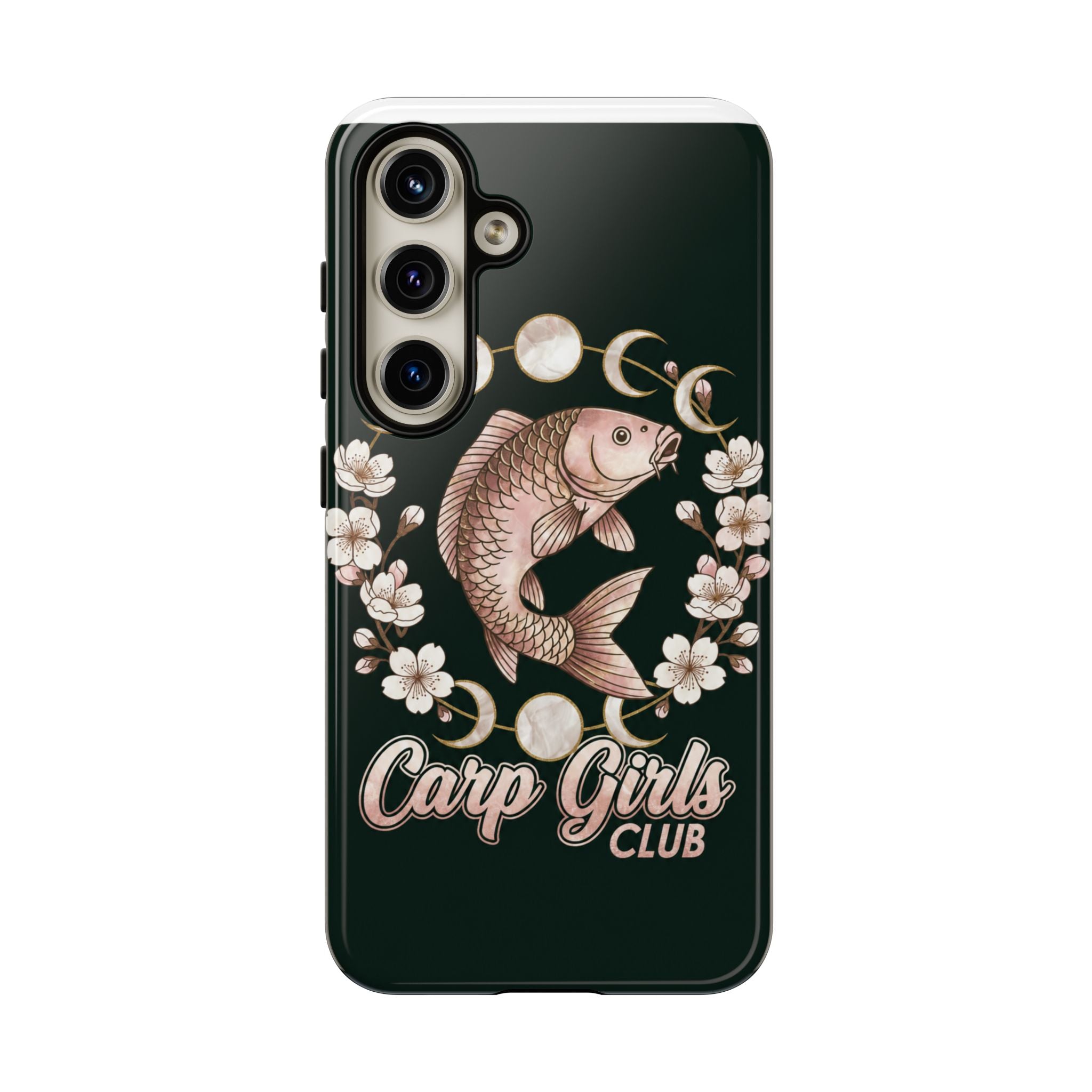 Carp Girls Club Phone Case — Floral Moon Fishing Design
