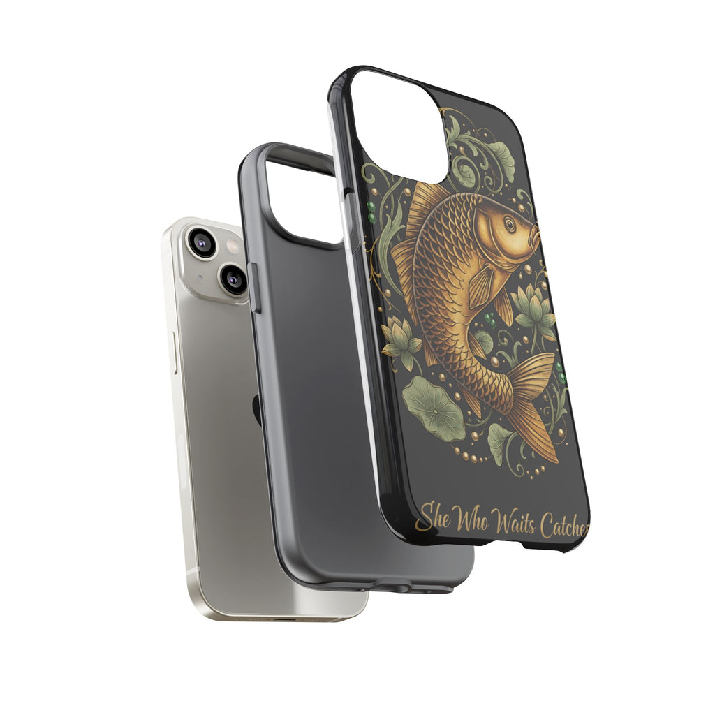 Phone Case — Carp Fish 'She Who Waits Catches' Protective Hard Cover