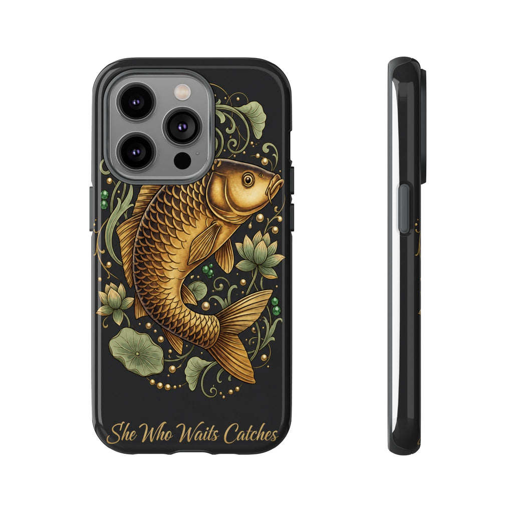 Phone Case — Carp Fish 'She Who Waits Catches' Protective Hard Cover