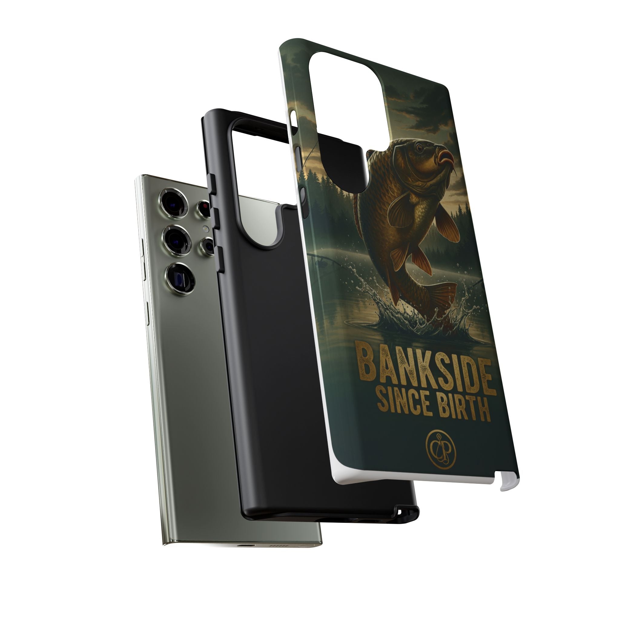 Phone Case - "Bankside Since Birth" Fishing Design (Carp Jumping, Angler Gift)