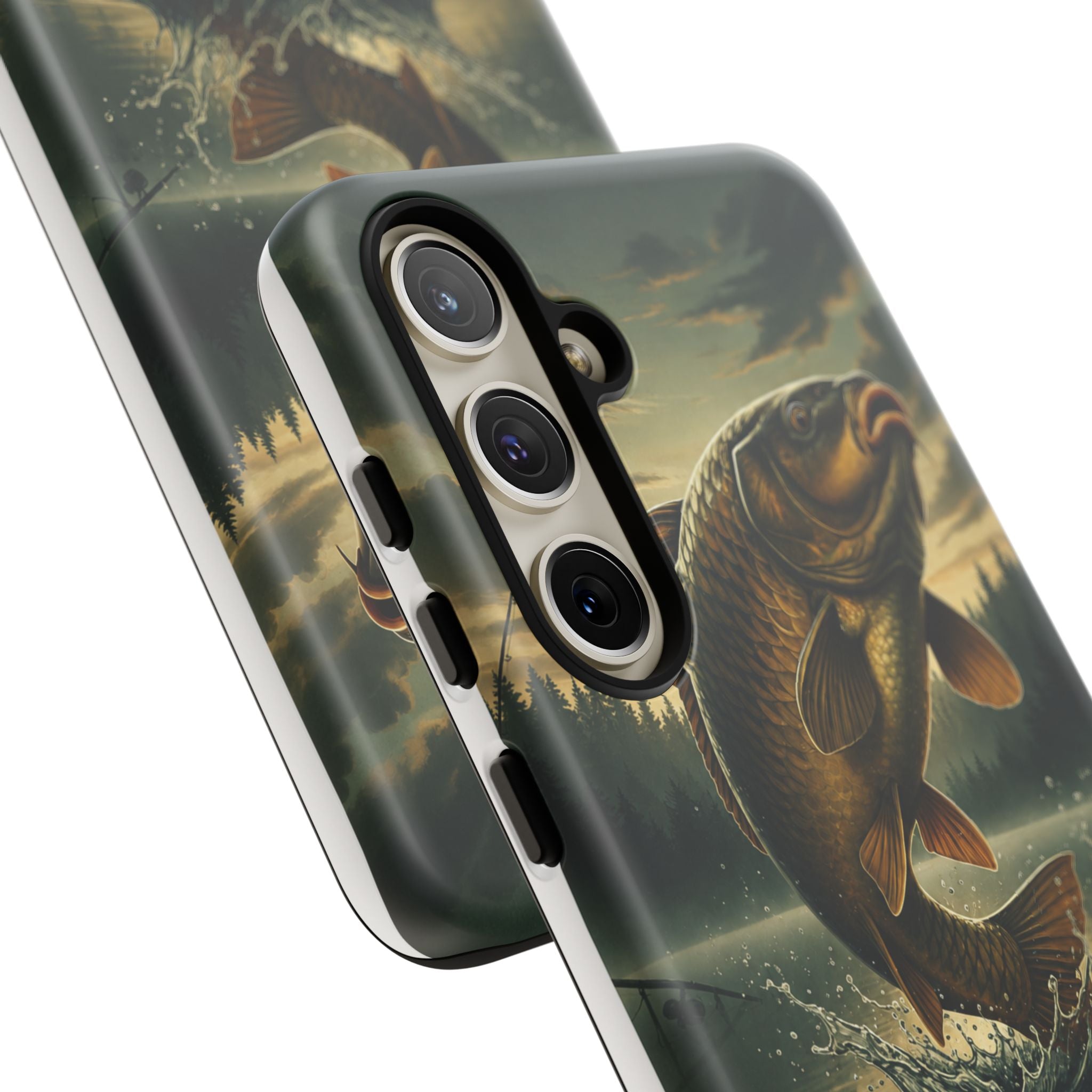 Phone Case - "Bankside Since Birth" Fishing Design (Carp Jumping, Angler Gift)