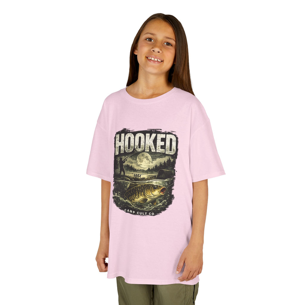 Kids T-Shirt — "Hooked" Fishing Graphic Tee for Young Anglers