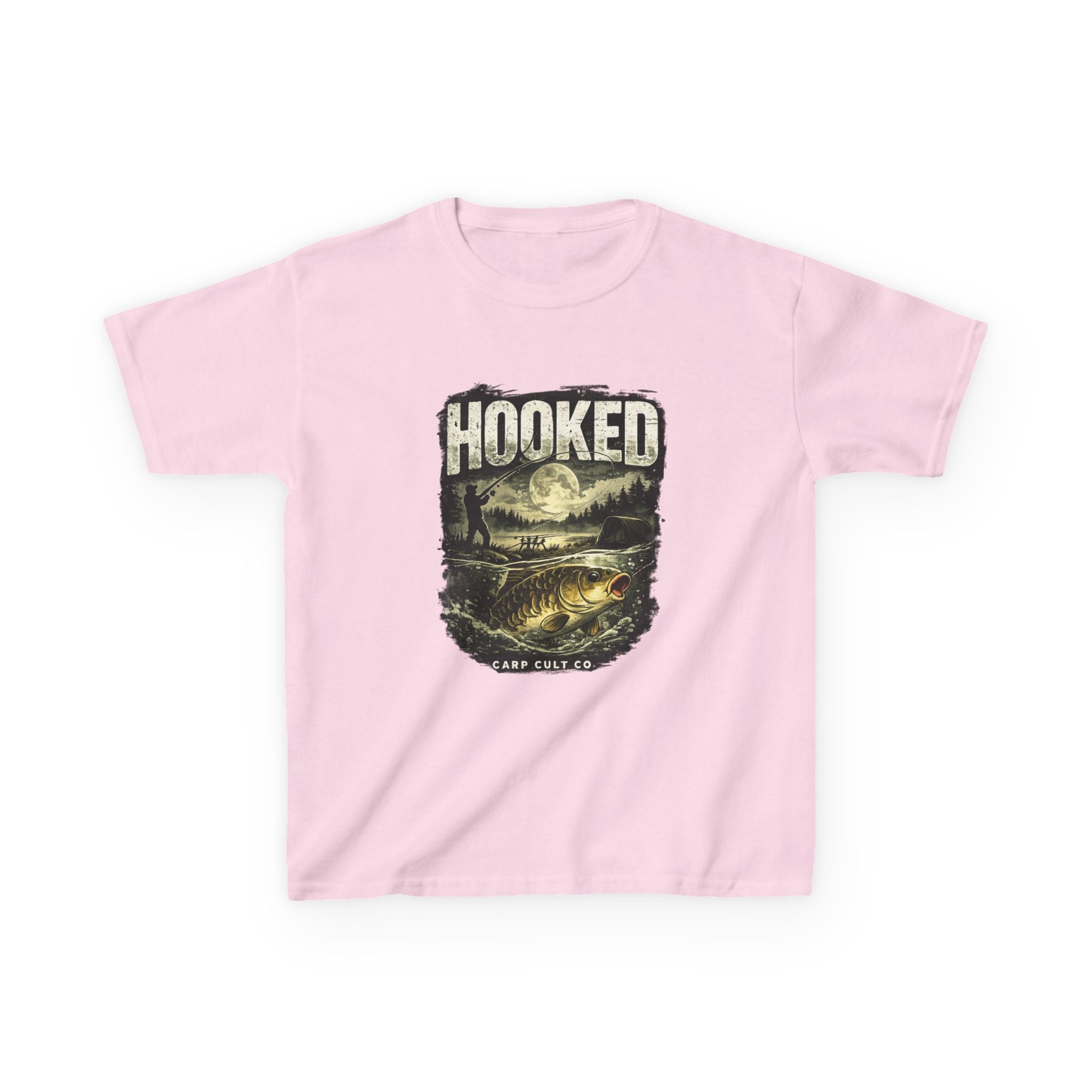 Kids T-Shirt — "Hooked" Fishing Graphic Tee for Young Anglers