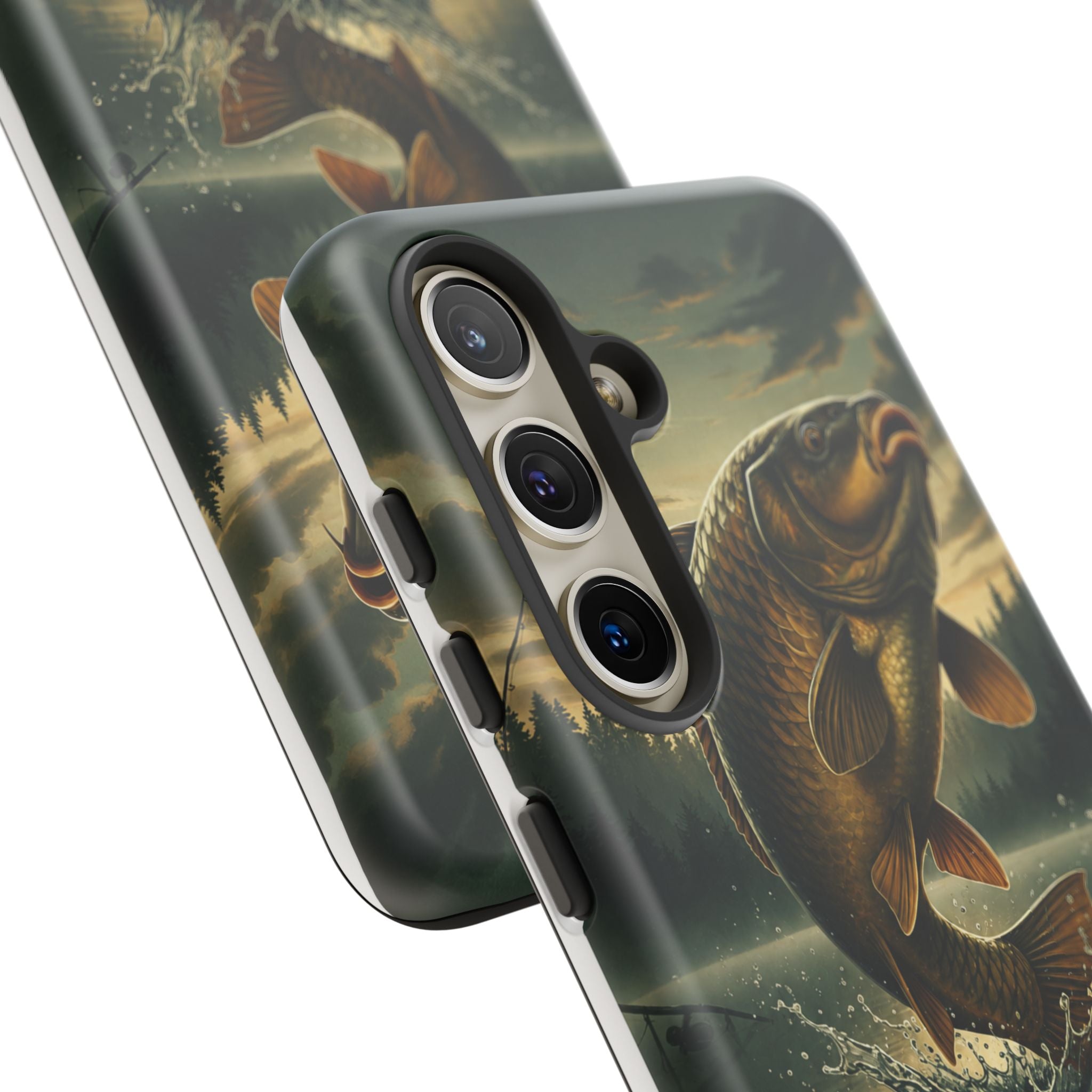 Phone Case - "Bankside Since Birth" Fishing Design (Carp Jumping, Angler Gift)