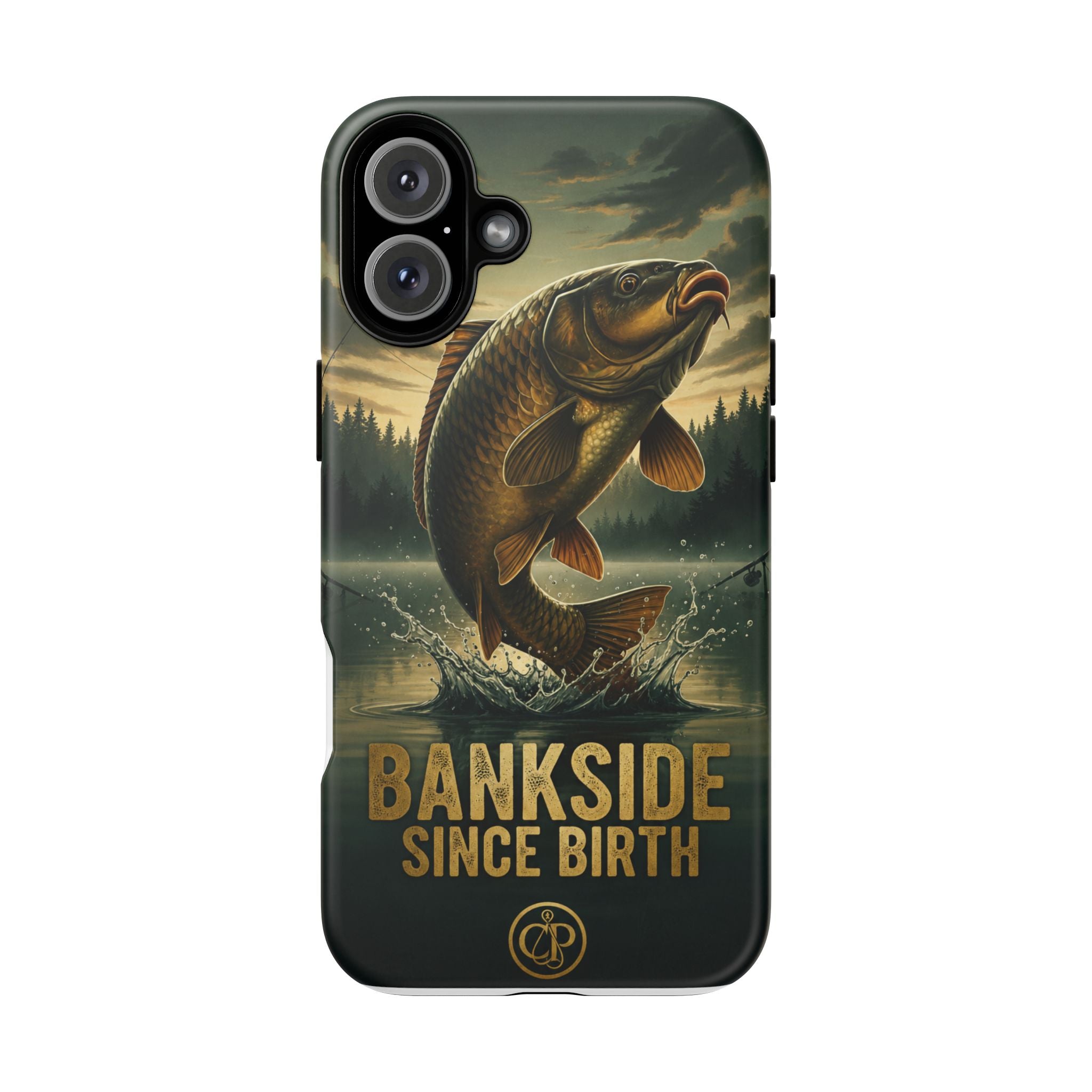 Phone Case - "Bankside Since Birth" Fishing Design (Carp Jumping, Angler Gift)