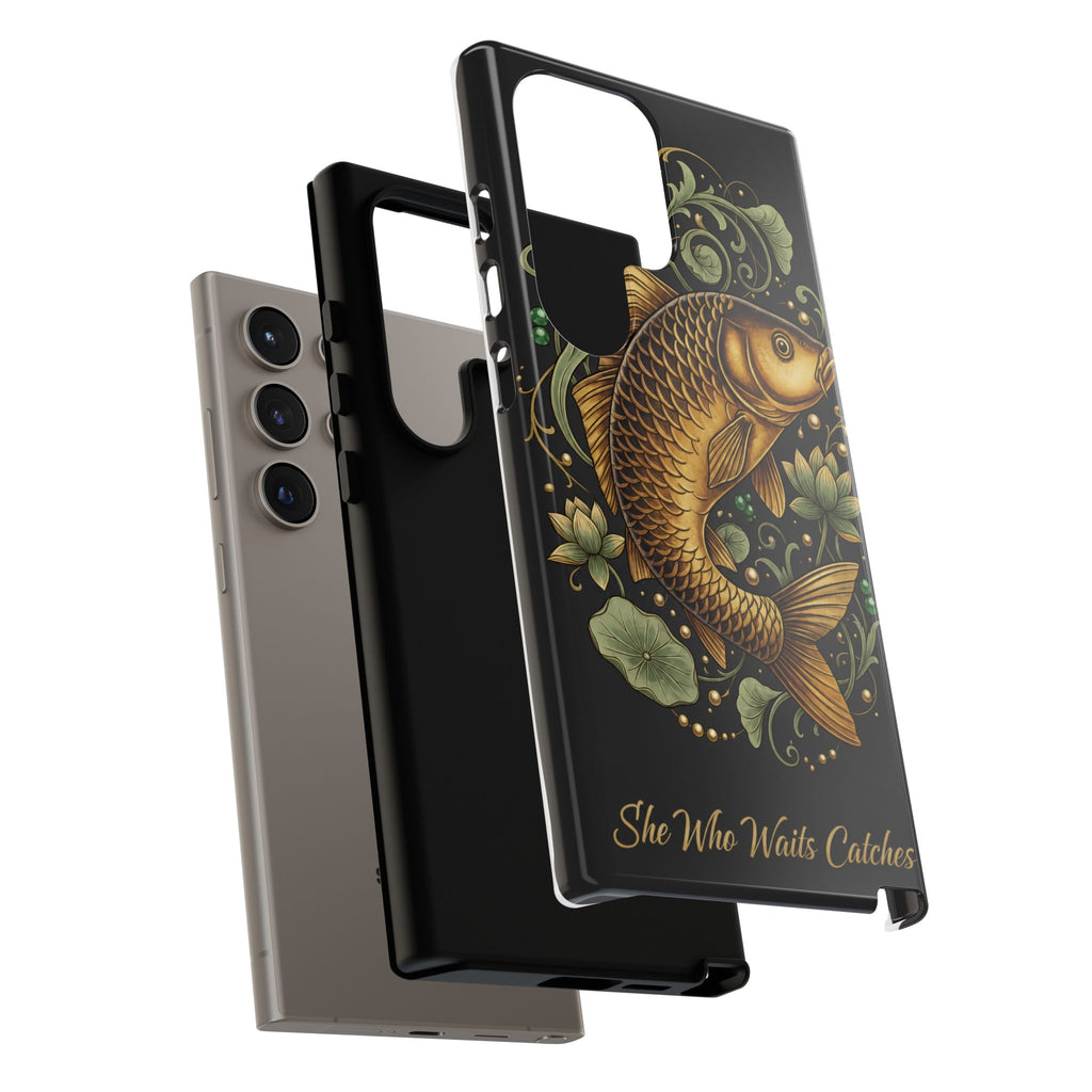 Phone Case — Carp Fish 'She Who Waits Catches' Protective Hard Cover