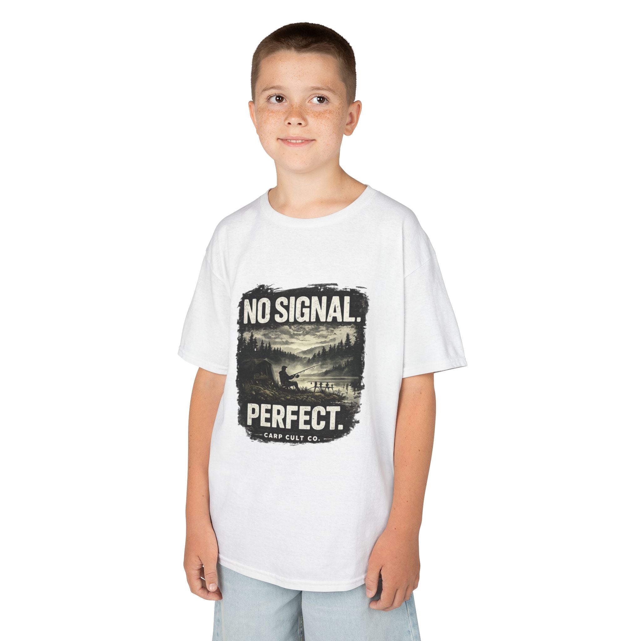 Kids T-Shirt — "No Signal. Perfect." Carp Fishing " Graphic Tee