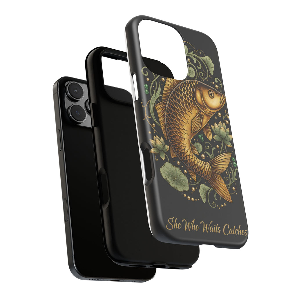 Phone Case — Carp Fish 'She Who Waits Catches' Protective Hard Cover