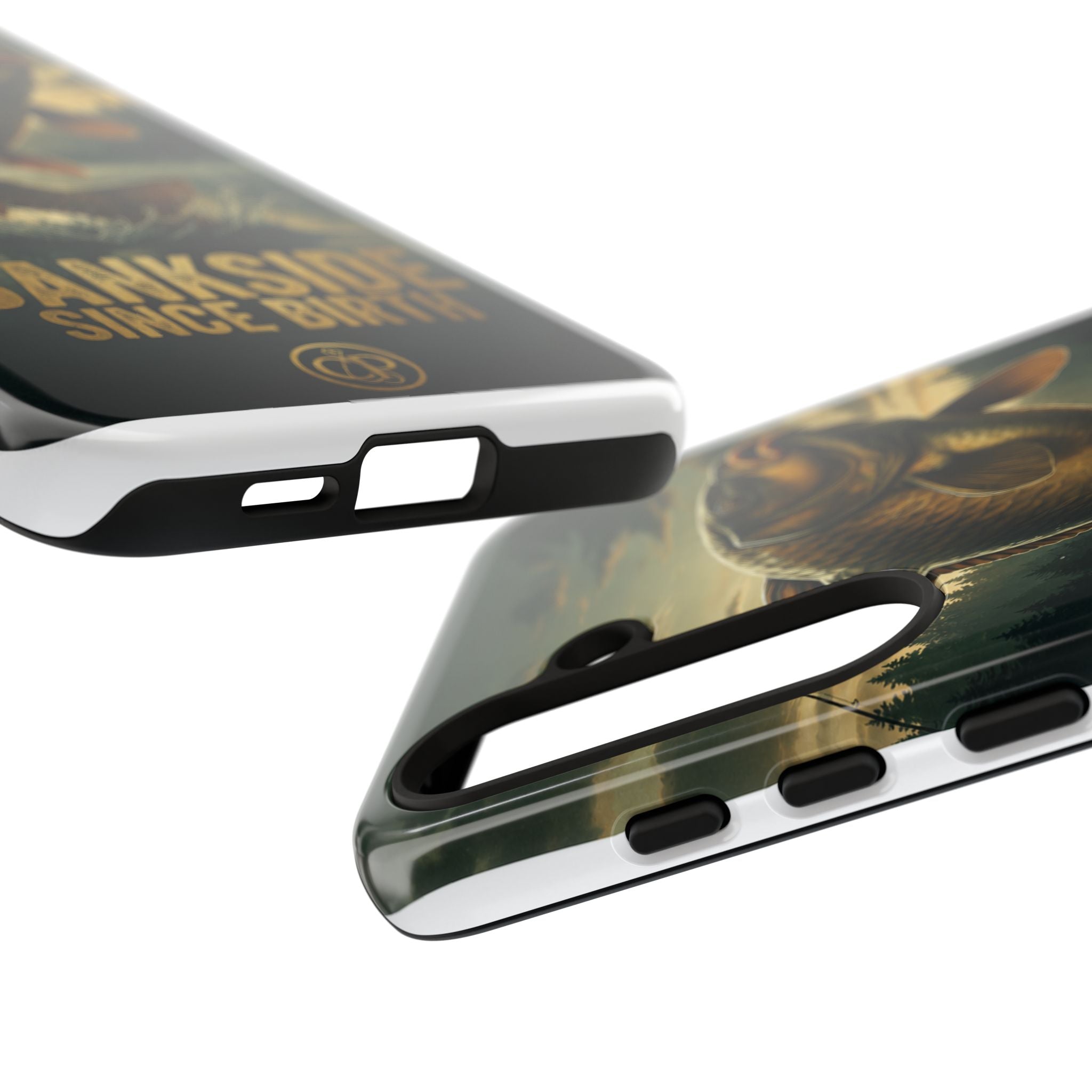 Phone Case - "Bankside Since Birth" Fishing Design (Carp Jumping, Angler Gift)