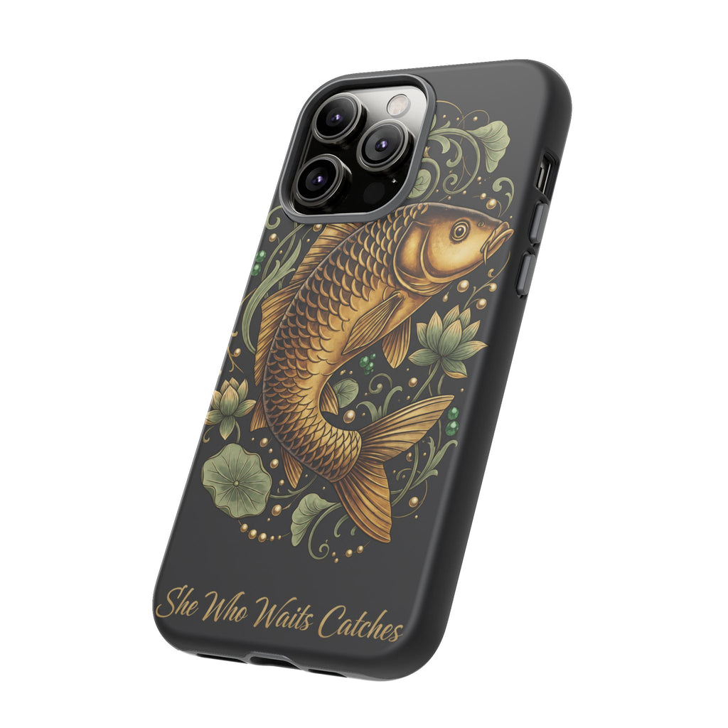 Phone Case — Carp Fish 'She Who Waits Catches' Protective Hard Cover