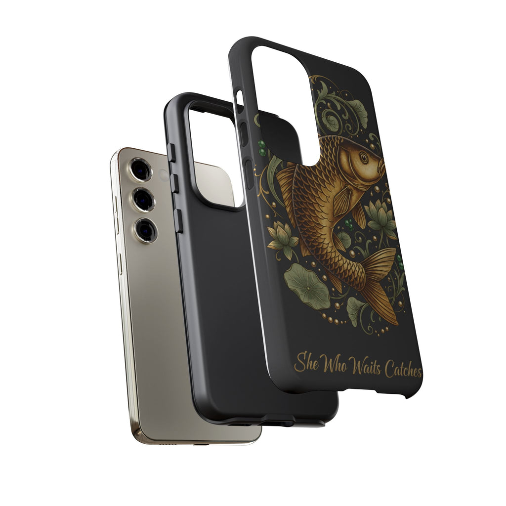 Phone Case — Carp Fish 'She Who Waits Catches' Protective Hard Cover