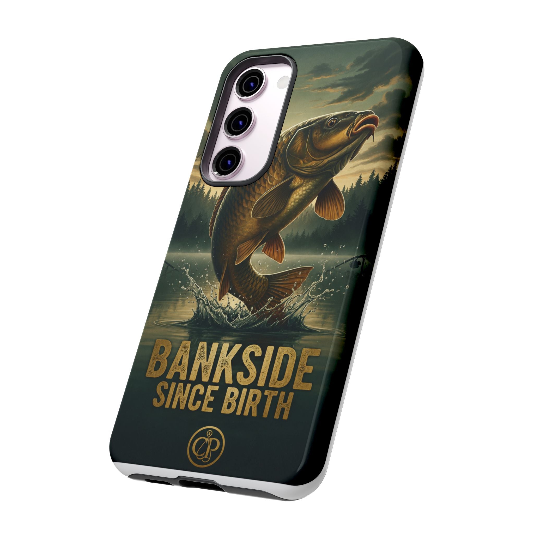 Phone Case - "Bankside Since Birth" Fishing Design (Carp Jumping, Angler Gift)