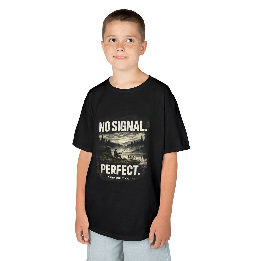 Kids T-Shirt — "No Signal. Perfect." Carp Fishing " Graphic Tee