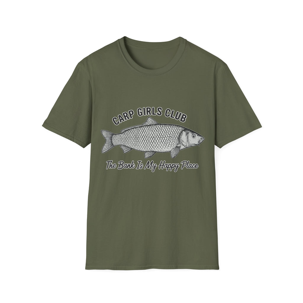 Carp Girls Club T-Shirt — "The Bank Is My Happy Place" Fishing Tee