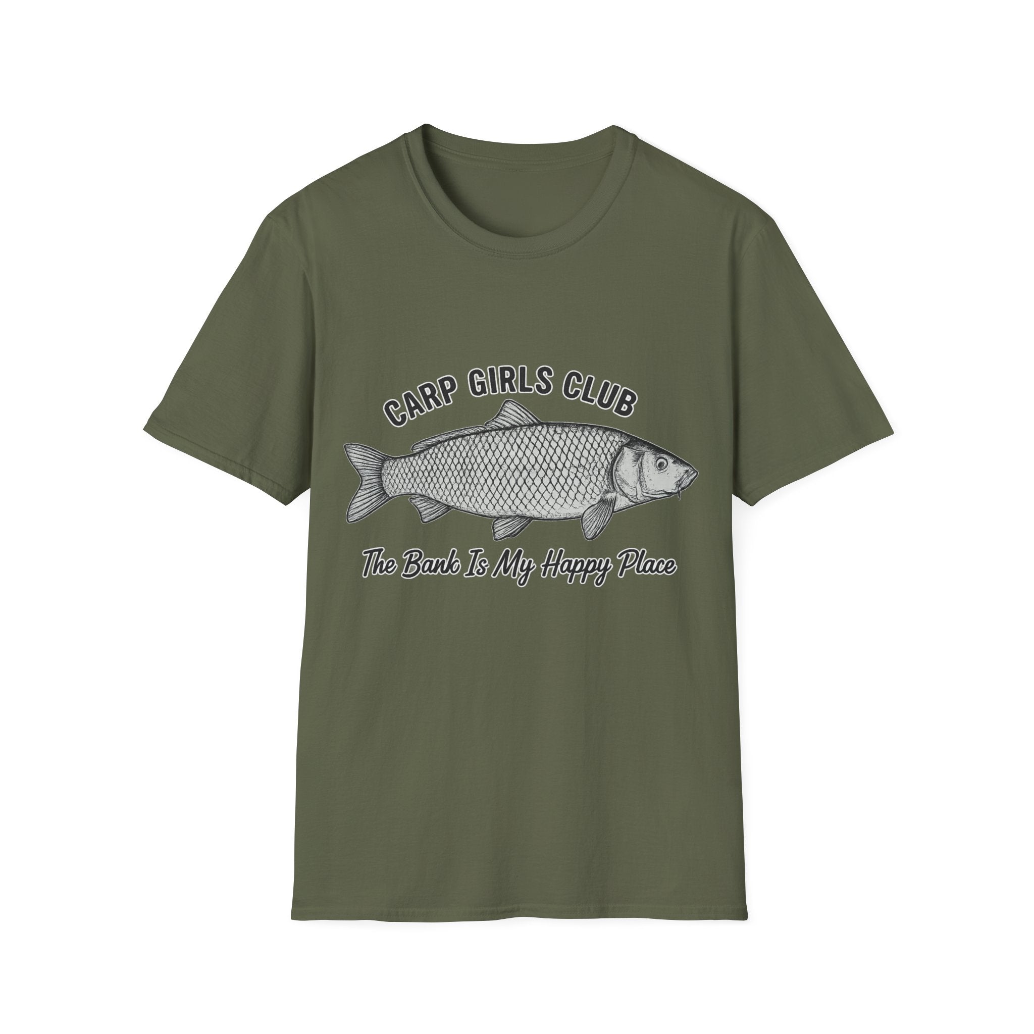 Carp Girls Club T-Shirt — "The Bank Is My Happy Place" Fishing Tee