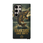 Phone Case - "Bankside Since Birth" Fishing Design (Carp Jumping, Angler Gift)