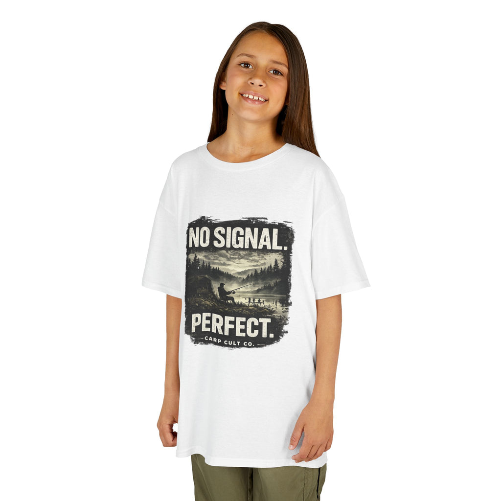Kids T-Shirt — "No Signal. Perfect." Carp Fishing " Graphic Tee