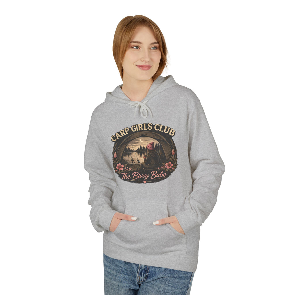 Carp Girls Club Hoodie — "The Bivvy Babe" Fishing Graphic Hoodie
