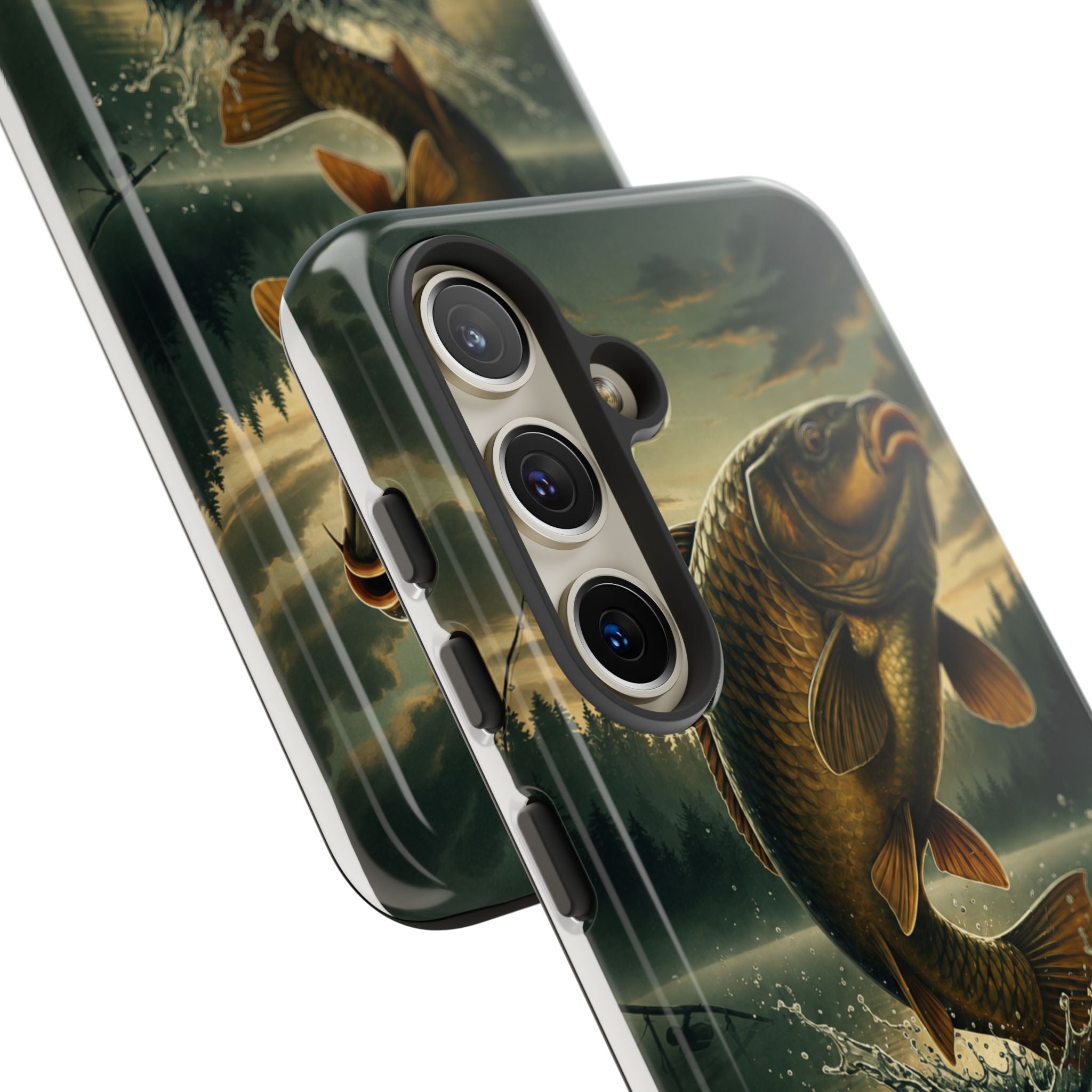Phone Case - "Bankside Since Birth" Fishing Design (Carp Jumping, Angler Gift)