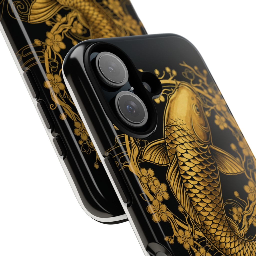 Phone Case — Gold Carp Design with “Happiness Is A Screaming Alarm”