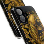 Phone Case — Gold Carp Design with “Happiness Is A Screaming Alarm”