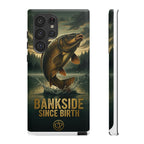 Phone Case - "Bankside Since Birth" Fishing Design (Carp Jumping, Angler Gift)